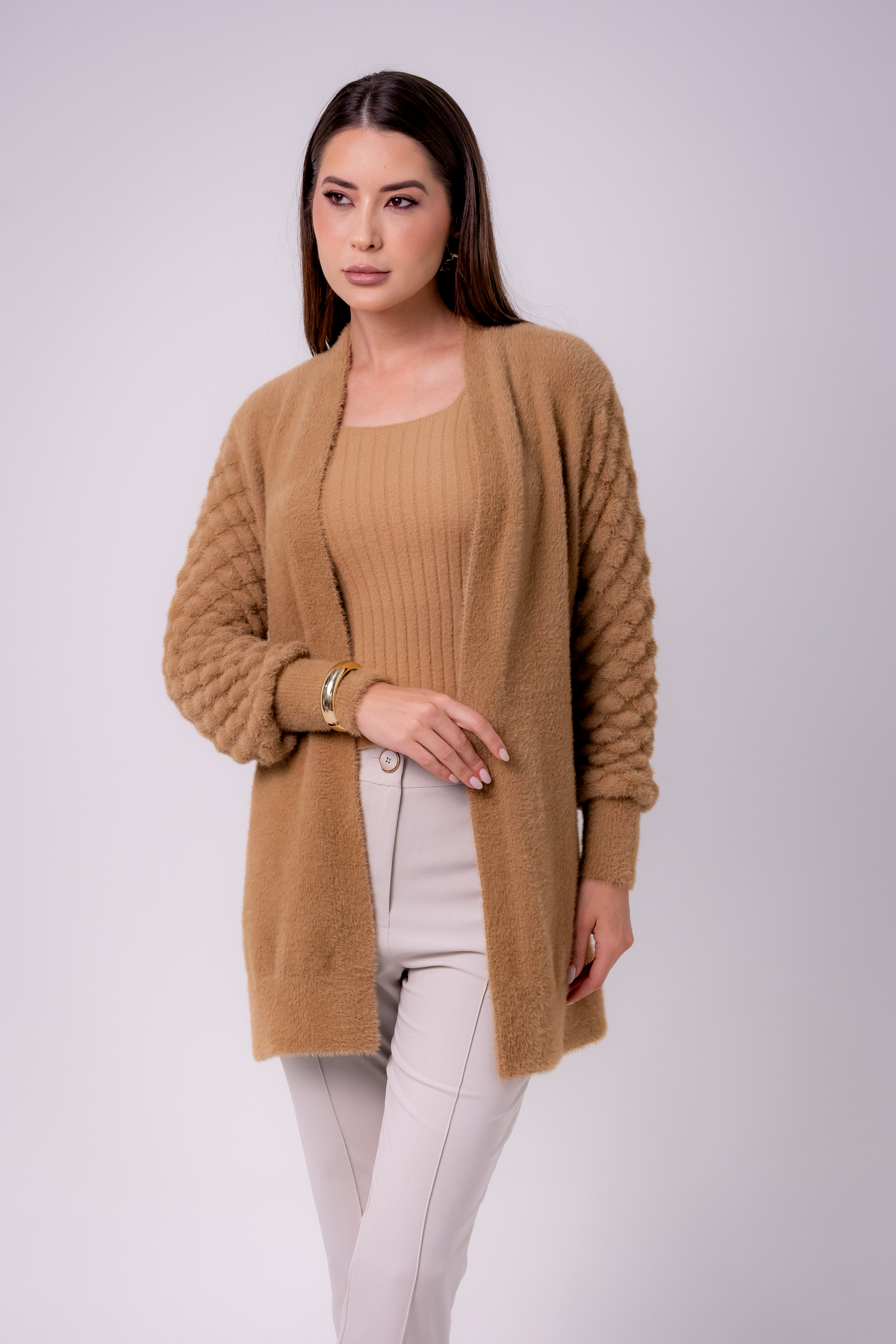 CASACO MANGA FAVOS GLAMOUR